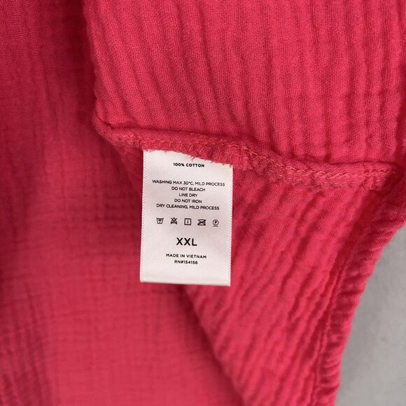 Mote Shirt Womens 2XL Pink Hot Bright Fuchsia Gauze Coastal Resort Vacation Fem - Picture 13 of 14